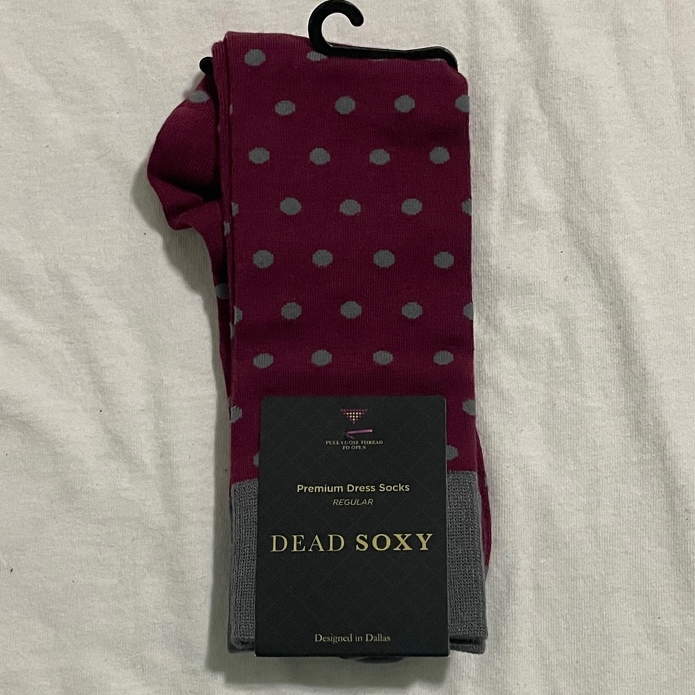 Goodfellow & Co Burgundy Polka Dot Dress Socks with Gray Accents